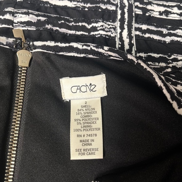 Cache Striped Cut Out Slimming Sheath Dress Black White XS 2 - Picture 9 of 9